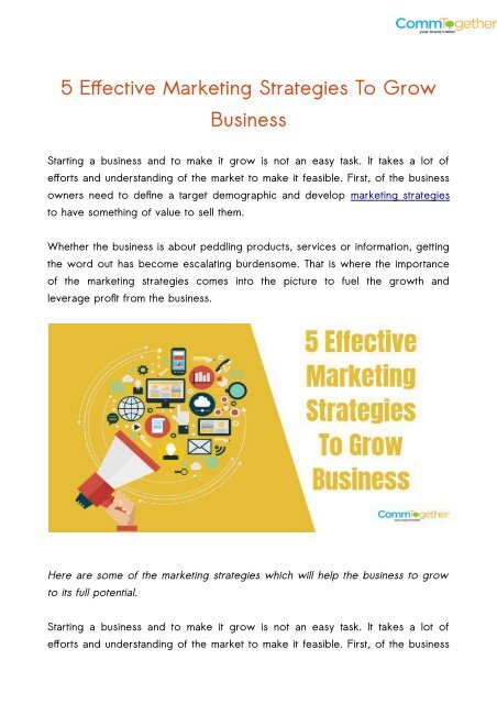 5 Effective Marketing Strategies To Grow Business