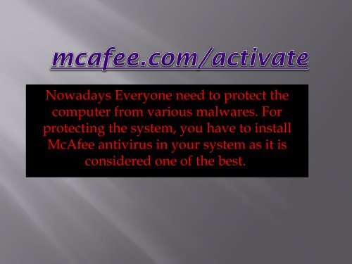 mcafee.com/activate - McAfee retail card activation