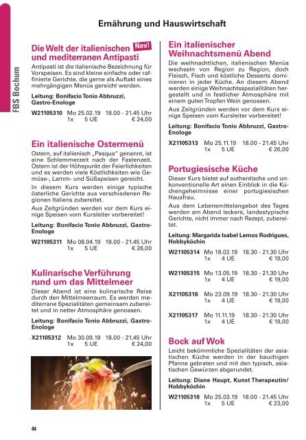 KEFB Bochum & Wattenscheid Programm 2019 