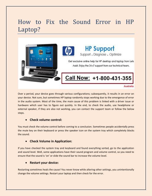 How to Fix the Sound Error in HP Laptop?