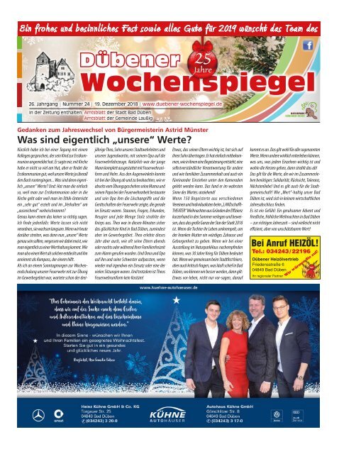 Dübener Wochenspiegel - Ausgabe 24 - Jahrgang 2018