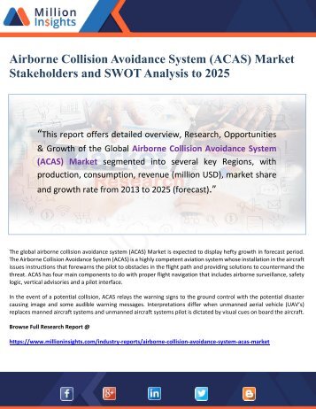 Airborne Collision Avoidance System &#40;ACAS&#41; Market Stakeholders and SWOT Analysis to 2025