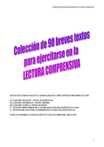 Colección de textos para ejercitarse en la lectura comprensiva