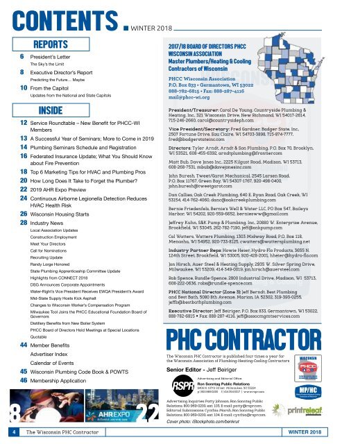 Wisconsin PHC Contractor Winter 2018