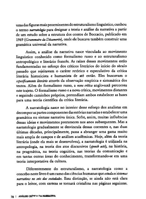 O RETORNO DA NARRATIVA. Análise crítica da narrativa. MOTTA, Luiz Gonzaga.