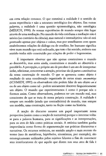 O RETORNO DA NARRATIVA. Análise crítica da narrativa. MOTTA, Luiz Gonzaga.