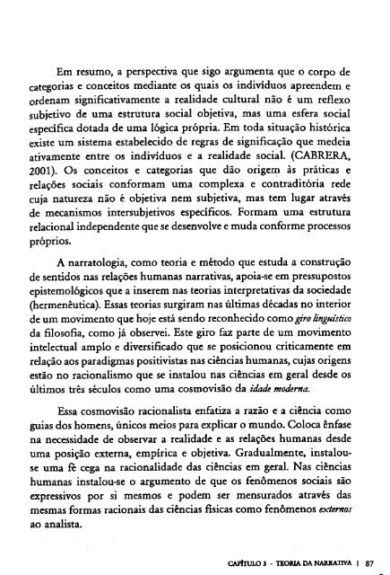 O RETORNO DA NARRATIVA. Análise crítica da narrativa. MOTTA, Luiz Gonzaga.