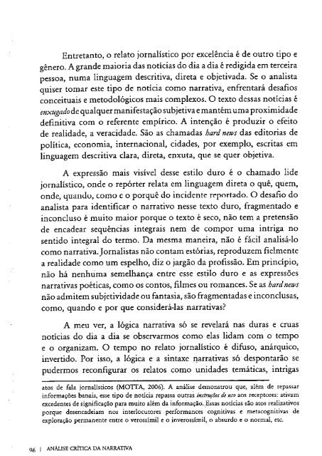 O RETORNO DA NARRATIVA. Análise crítica da narrativa. MOTTA, Luiz Gonzaga.