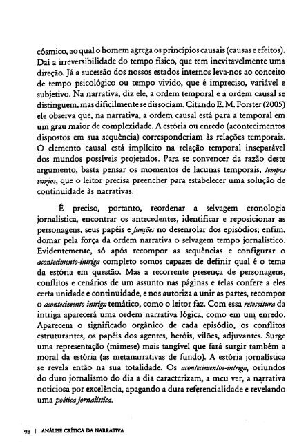 O RETORNO DA NARRATIVA. Análise crítica da narrativa. MOTTA, Luiz Gonzaga.