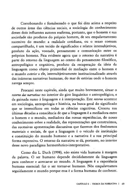 O RETORNO DA NARRATIVA. Análise crítica da narrativa. MOTTA, Luiz Gonzaga.