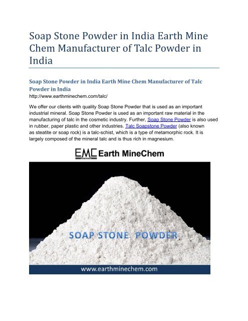Soap Stone Powder in India