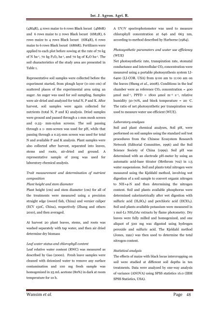 The production capacity of intercropped model of maize (Zea mays) with black locust (Robinia pseudoacacia)