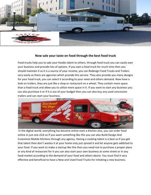 Food Truck Custom Built Food Trucks Used Step Vans For