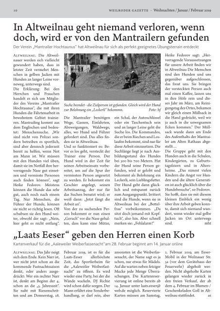 Weilroder Gazette Weihnachten/Januar/Februar 2019