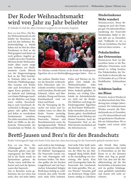 Weilroder Gazette Weihnachten/Januar/Februar 2019