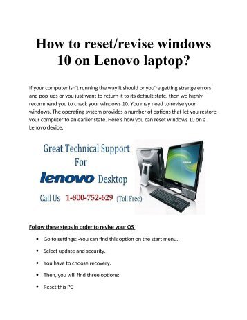 How to reset windows 10 on Lenovo laptop