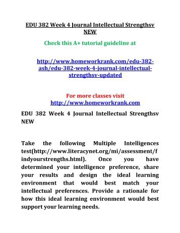 EDU 382 Week 4 Journal Intellectual Strengthsv NEW