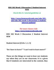 EDU 382 Week 3 Discussion 2 Student Interest NEW