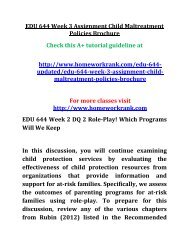 EDU 644 Week 3 Assignment Child Maltreatment Policies Brochure