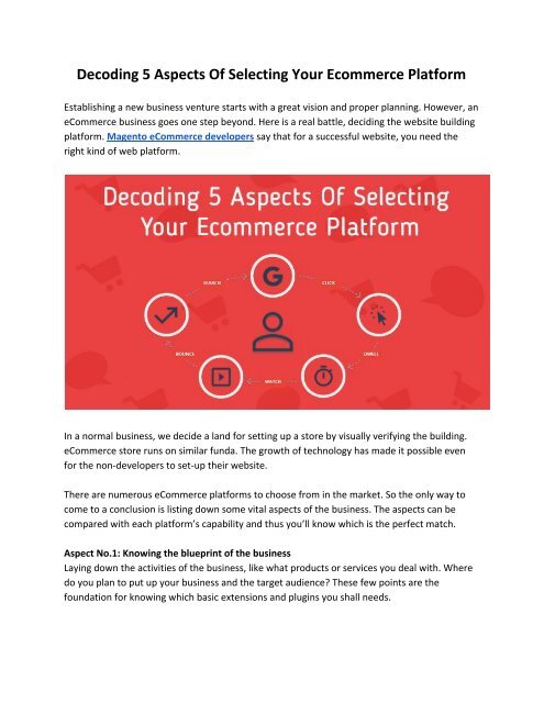 Decoding 5 Aspects Of Selecting Your Ecommerce Platform