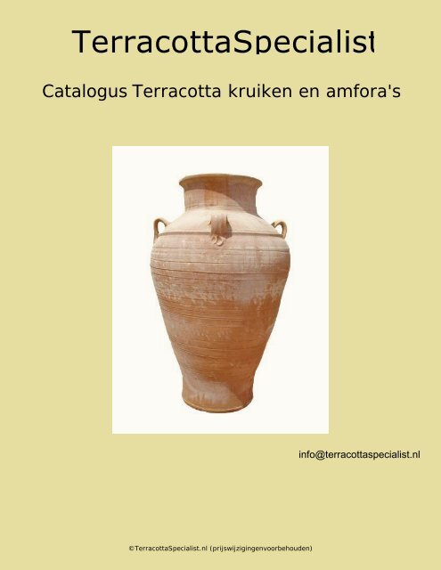 Catalogus TerracottaSpecialist: kruiken en amfora's
