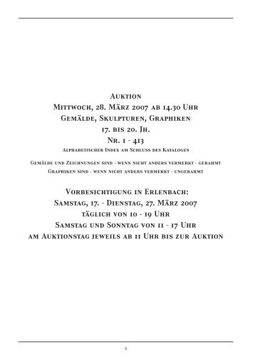 Auktion Mittwoch, 28. März 2007 ab 14.30 Uhr Gemälde, Skulpturen ...