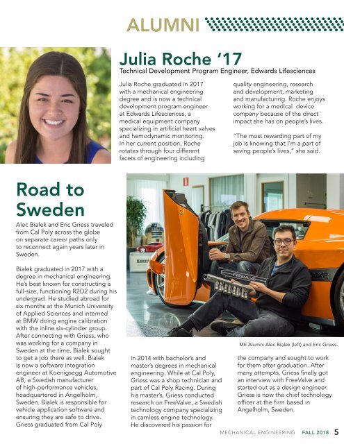 Mechanical Engineering Fall 2018  Newsletter