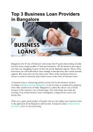 Top 3 Business Loan Providers in Bangalore