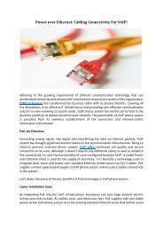 Power over Ethernet: Cabling Connectivity For VoIP