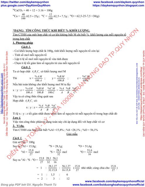 CHUYÊN ĐỀ ÔN TẬP HÓA 8,9 - NĂM 2017 - TÔ QUỐC KIM - GV HÓA THPT BÌNH SƠN - SÔNG LÔ - VĨNH PHÚC