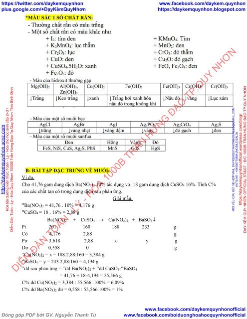 CHUYÊN ĐỀ ÔN TẬP HÓA 8,9 - NĂM 2017 - TÔ QUỐC KIM - GV HÓA THPT BÌNH SƠN - SÔNG LÔ - VĨNH PHÚC