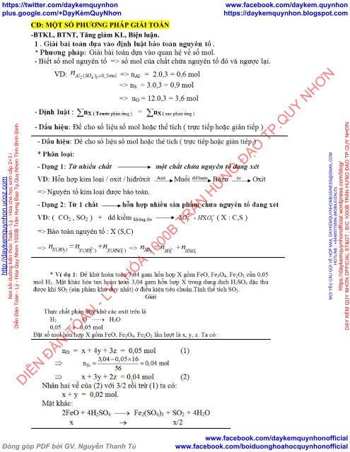 CHUYÊN ĐỀ ÔN TẬP HÓA 8,9 - NĂM 2017 - TÔ QUỐC KIM - GV HÓA THPT BÌNH SƠN - SÔNG LÔ - VĨNH PHÚC