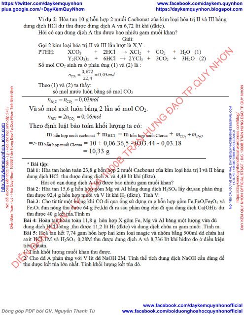 CHUYÊN ĐỀ ÔN TẬP HÓA 8,9 - NĂM 2017 - TÔ QUỐC KIM - GV HÓA THPT BÌNH SƠN - SÔNG LÔ - VĨNH PHÚC