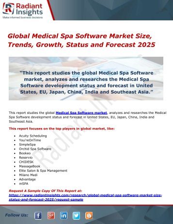 Global Medical Spa Software Market Size, Trends, Growth, Status and Forecast 2025 