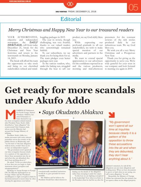 Daily Heritage Newspaper - December 21. New Digital Newspaper