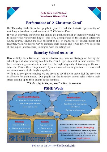 Selly Park Newsletter Winter 2018