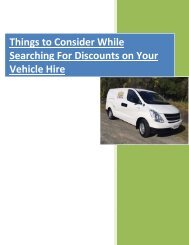 Things to Consider While Searching For Discounts on Your Vehicle Hire