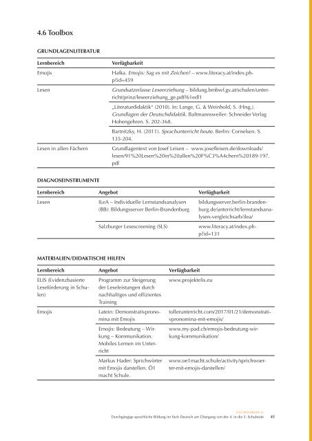 Durchgängige sprachliche Bildung im Fach Deutsch am Übergang von der 4. in die 5. Schulstufe Primarstufe und Sekundarstufe I