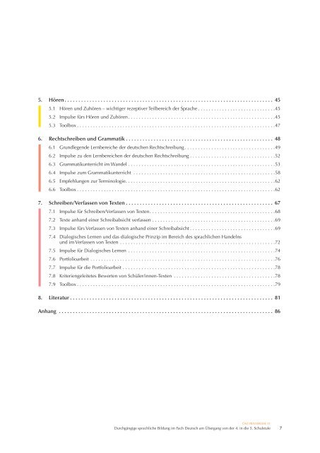 Durchgängige sprachliche Bildung im Fach Deutsch am Übergang von der 4. in die 5. Schulstufe Primarstufe und Sekundarstufe I