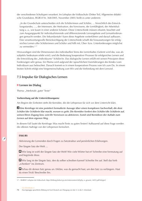 Durchgängige sprachliche Bildung im Fach Deutsch am Übergang von der 4. in die 5. Schulstufe Primarstufe und Sekundarstufe I