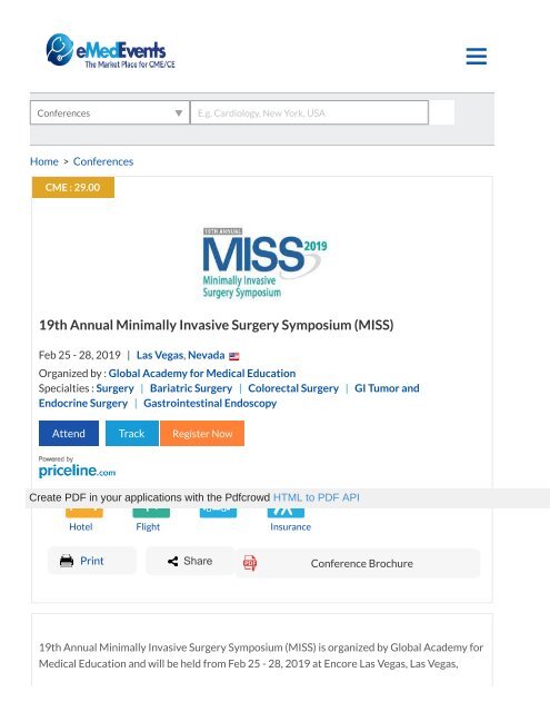 Minimally Invasive Surgery Symposium 2019 | MISS conference 2019 Nevada |Minimally Invasive Surgery Symposium (MISS) | Surgery Conferences 2019 Las Vegas | Bariatric Surgery Conferences Las Vegas 2019 | eMedEvents