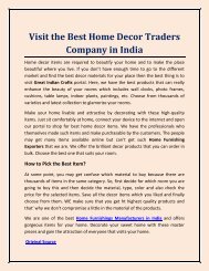 Visit the Best Home Decor Traders Company in India