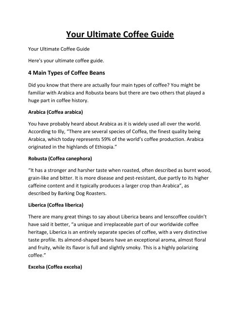 Your Ultimate Coffee Guide