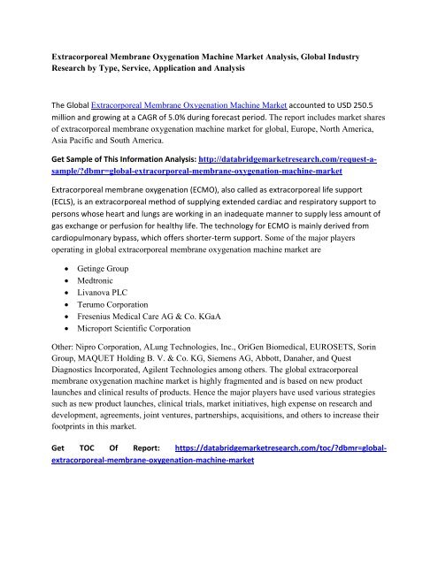Extracorporeal Membrane Oxygenation Machine Market