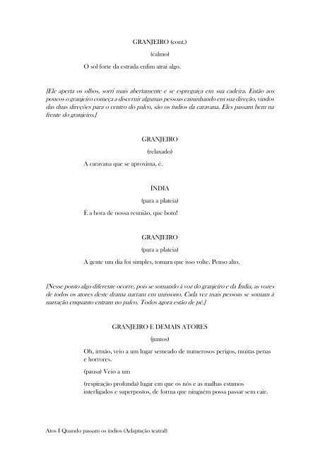 Atos I Quando passam os índios (Adaptação teatral)_Paulo Vitor Grossi (2018)