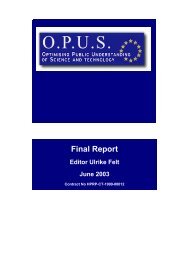 Final Report Editor Ulrike Felt June 2003