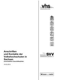 Anschriften und Kontakte der Volkshochschulen in Sachsen