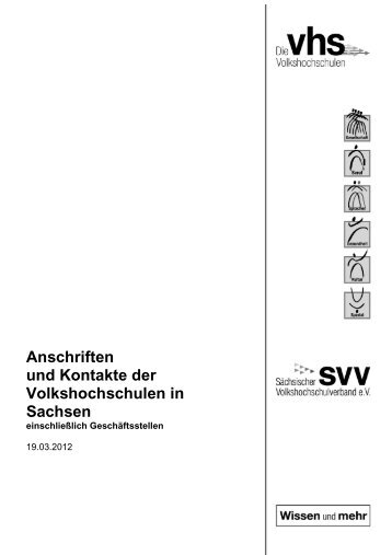 Anschriften und Kontakte der Volkshochschulen in Sachsen