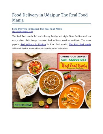 Food Delivery in Udaipur The Real Food Mania