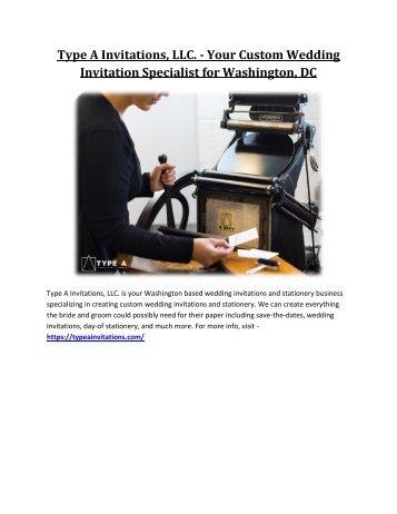 Type A Invitations, LLC. - Your Custom Wedding Invitation Specialist for Washington, DC